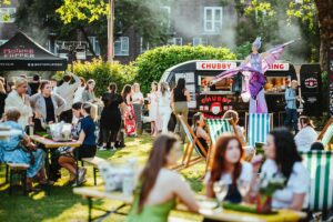 Affordable summer garden party venue in London with skyline views