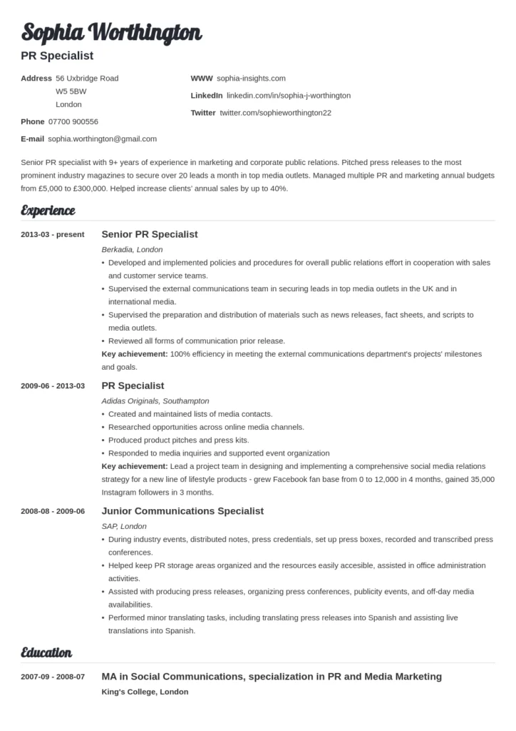 cv writing